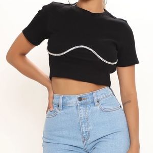 Jewels Around Me Rhinestone Top - Black